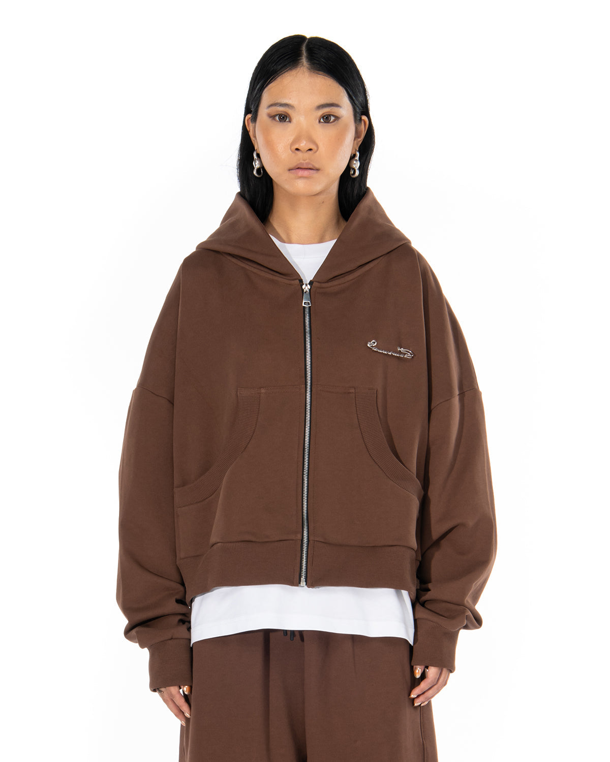 BROKENHEART Brown Zip Hoodie | Blowhammer, color_brown